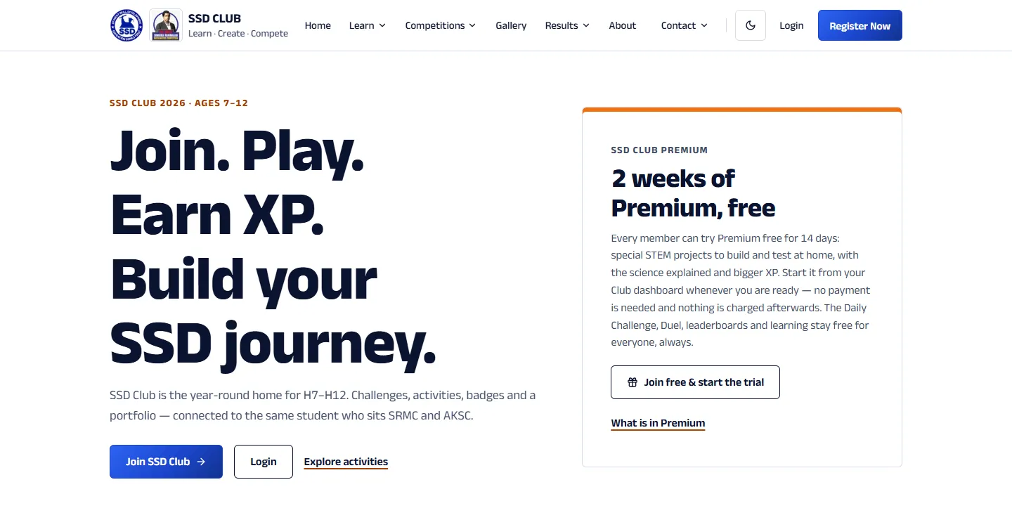 SSD Malaysia: the SSD Club page, with XP, challenges and a free Premium trial.